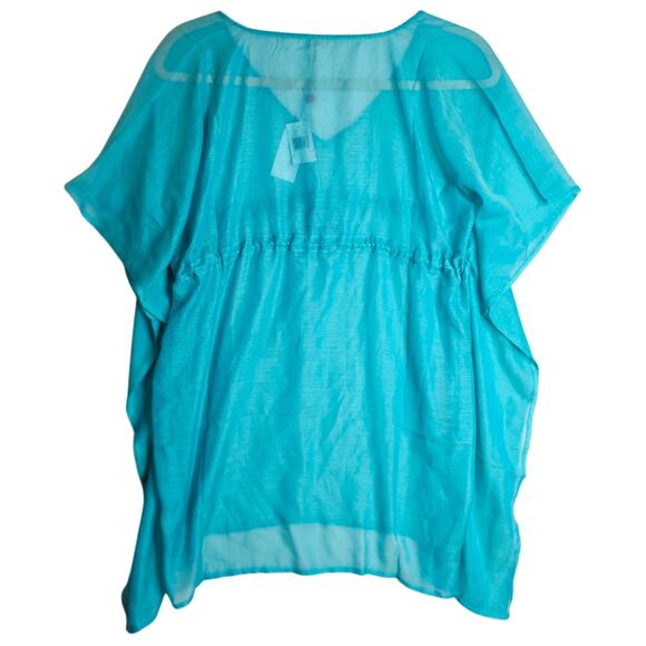 ECho Design NWT OneSize TURQUOISE blue Swimcover. Sheer. Delicate. Sexy. Classy - Picture 2 of 15